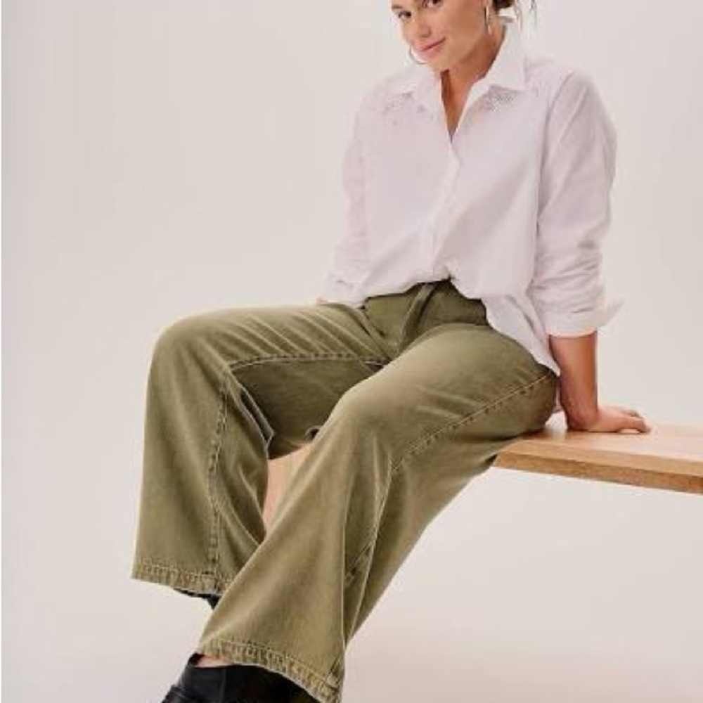Lane Bryant Olive Wide Leg Jeans